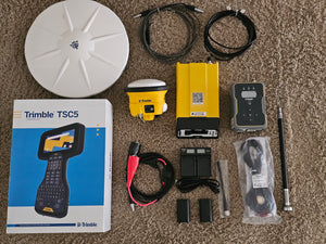 Trimble SPS986, R750, TSC5, AND TDL450Hx Base & Rover UHF Surveying RTK kit.