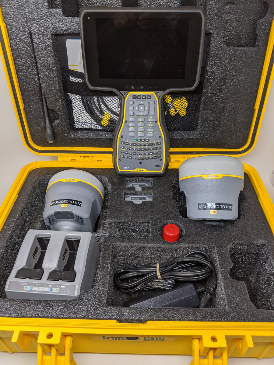 Trimble R10 Model 2 R12 Base & Rover GNSS Surveying Kit with TSC7 Trim ...